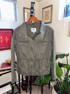 Old Navy Olive Green Utility Jacket with Drawstring Waist